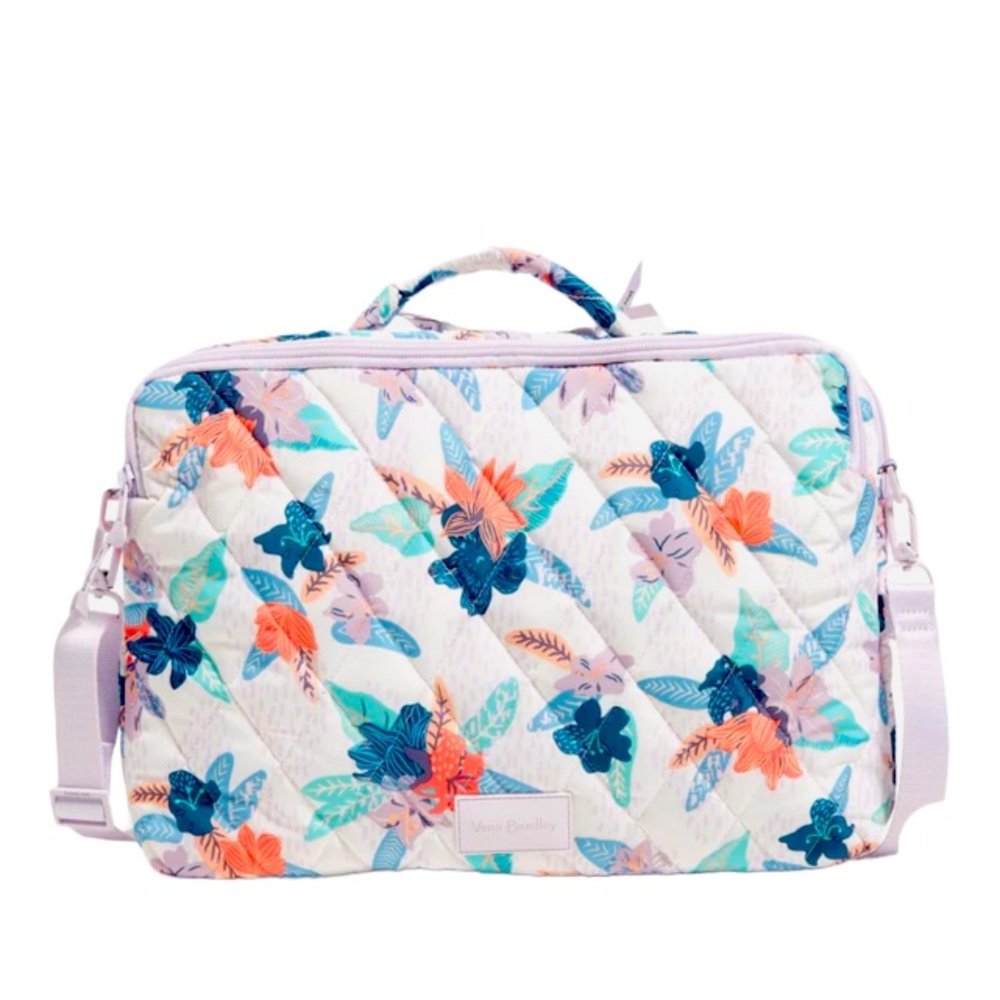 NWT Vera Bradley Ultralight Laptop Workstation Crossbody Tropical Floral Pattern